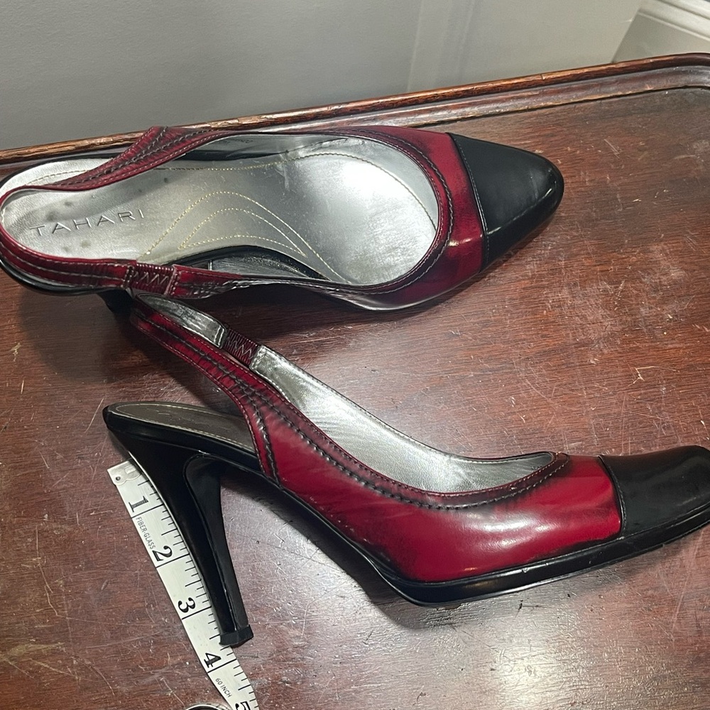Tahari Red and Black Stiletto Heels